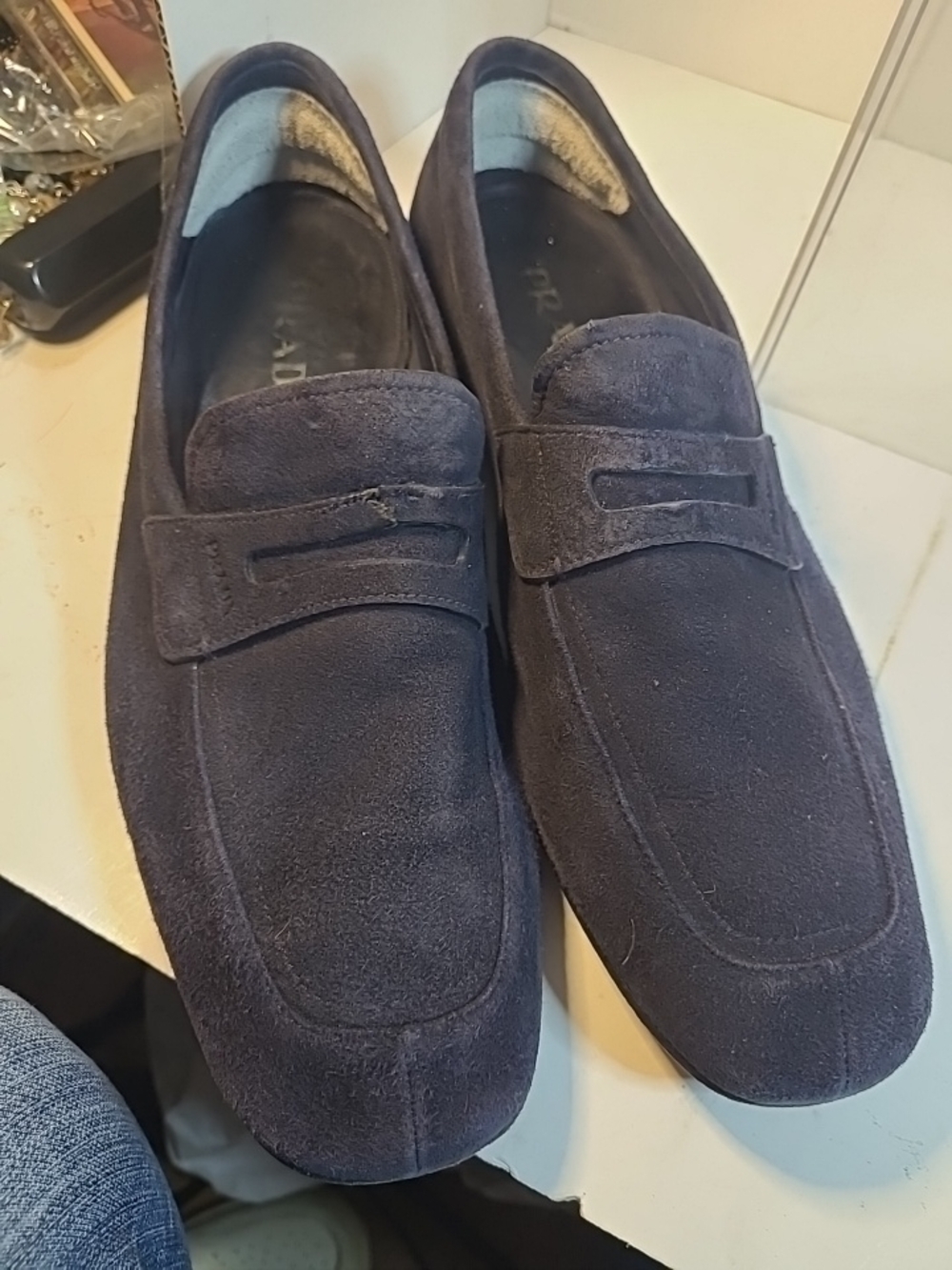 Mens Prada Navy Suede Loafers Made In Italy Size 9 1/2 - Picture 13 of 14